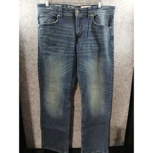 TK Axel Jeans Men's Size 36x32 Blue Slim Bootcut Stretch Dark Wash Denim